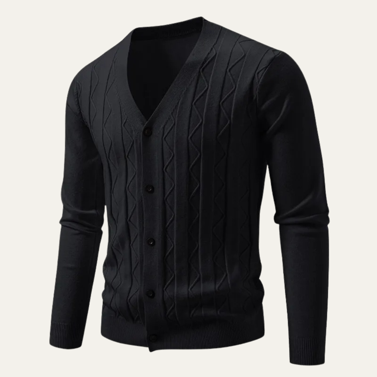 Axel | Men's V Neck Cardigan Sweater Gray Cable Knit Button Front