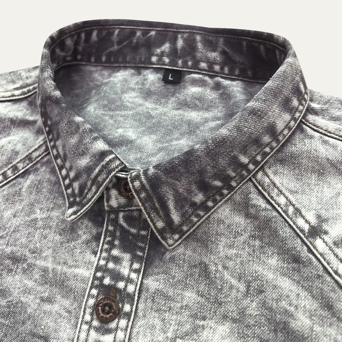 Callum | Men's Vintage Acid Wash Denim Shirt Gray