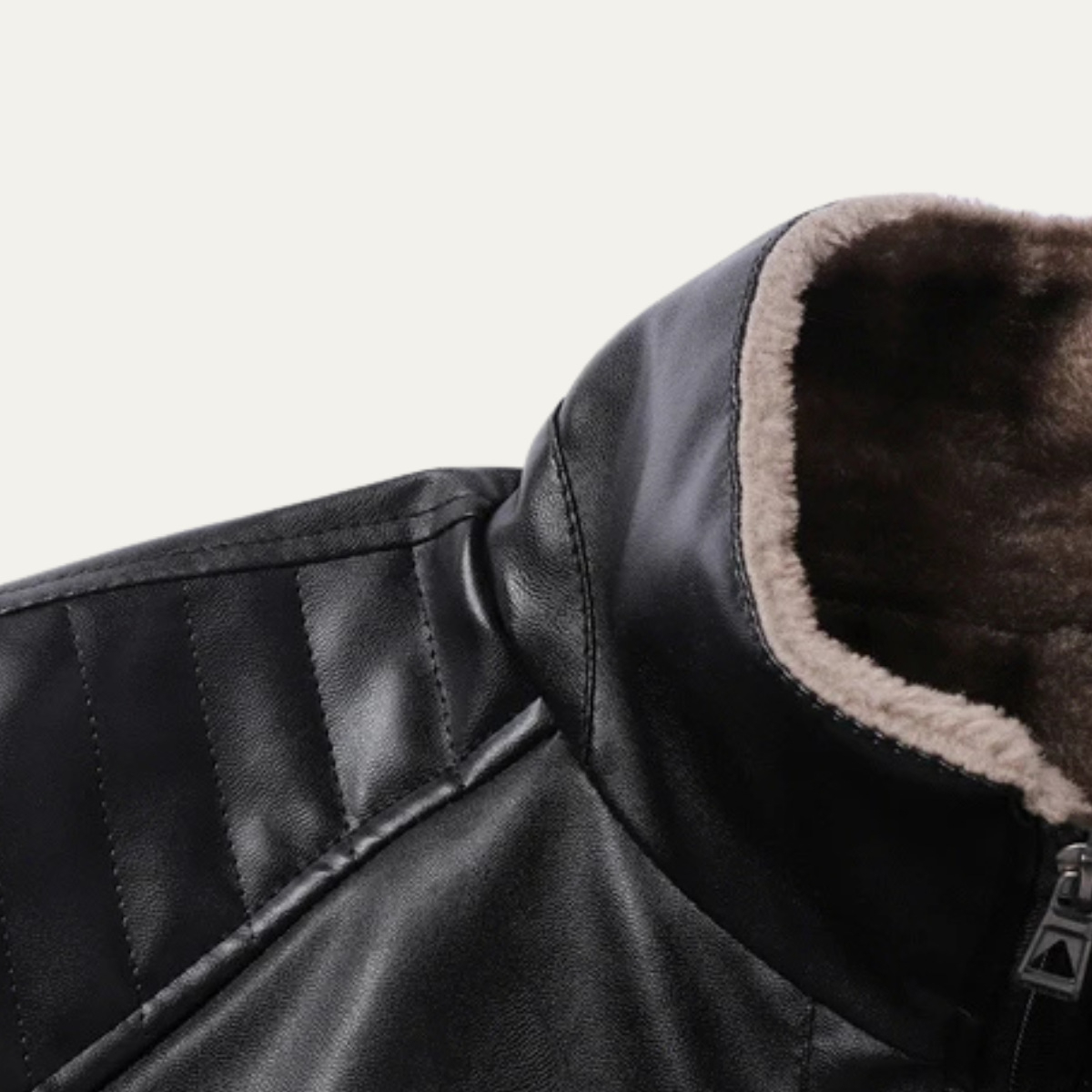 Voss | Men's Leather Jacket Black Fleece Lined