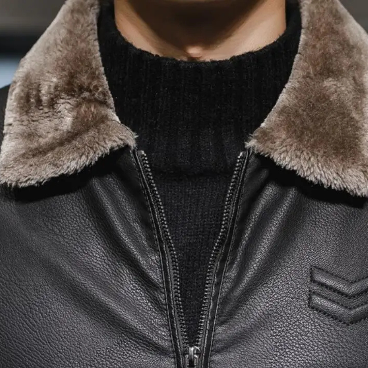 Ezra | Men's Sherpa Lined Leather Jacket Black