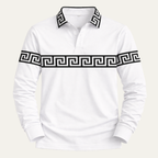 Dama Washington Kai men's greek key polo shirt white long sleeve - view 6
