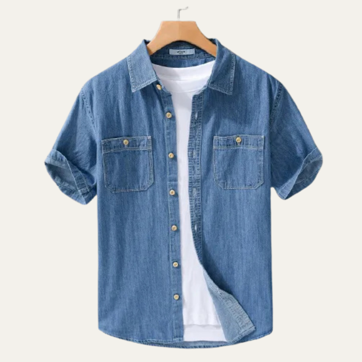 Jude | Men's Casual Denim Shirt Light Blue Short Sleeve