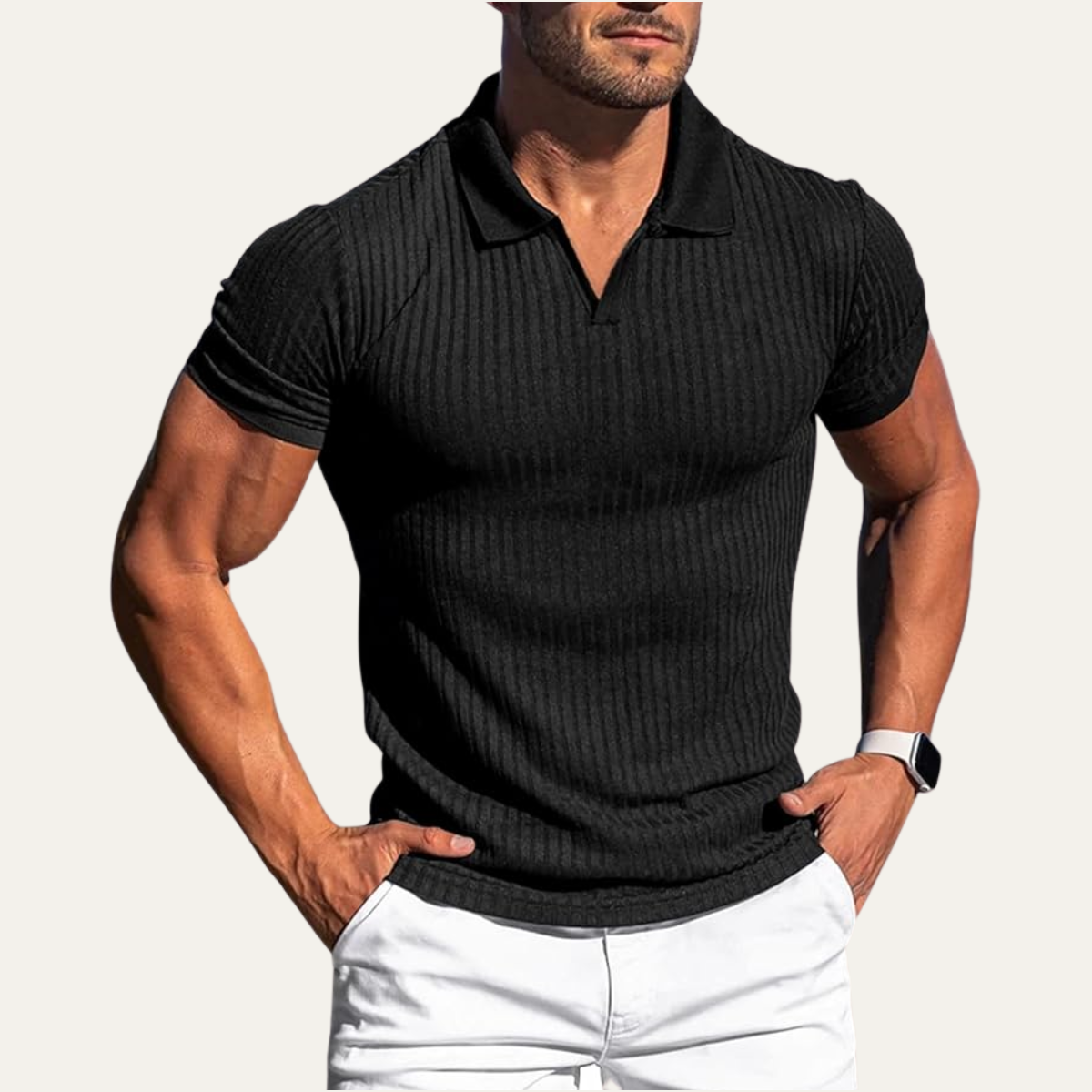 Bryce | Men's Ribbed Polo Shirt Burgundy Short Sleeve