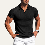 Dama Washington Bryce men's ribbed polo shirt burgundy short sleeve - view 3