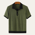 Dama Washington Beau men's ribbed polo shirt cream navy colorblock short sleeve - view 8