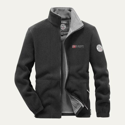 Dama Washington Axel men's fleece jacket black zip up lightweight - front view
