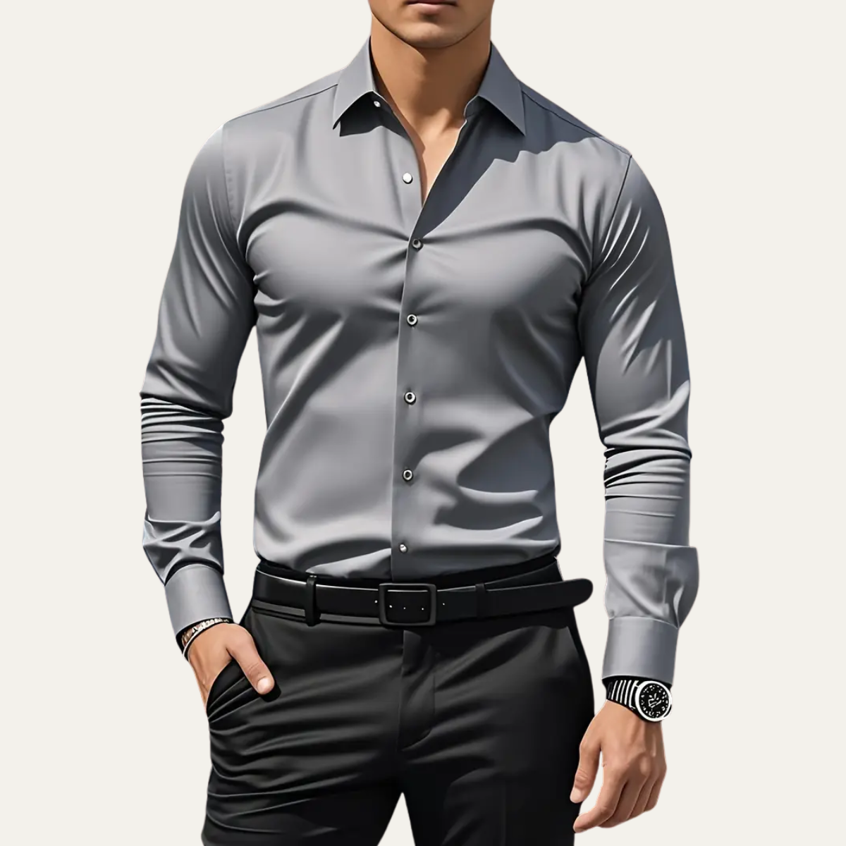 Callum | Men's Slim Fit Button Up Shirt Dark Green