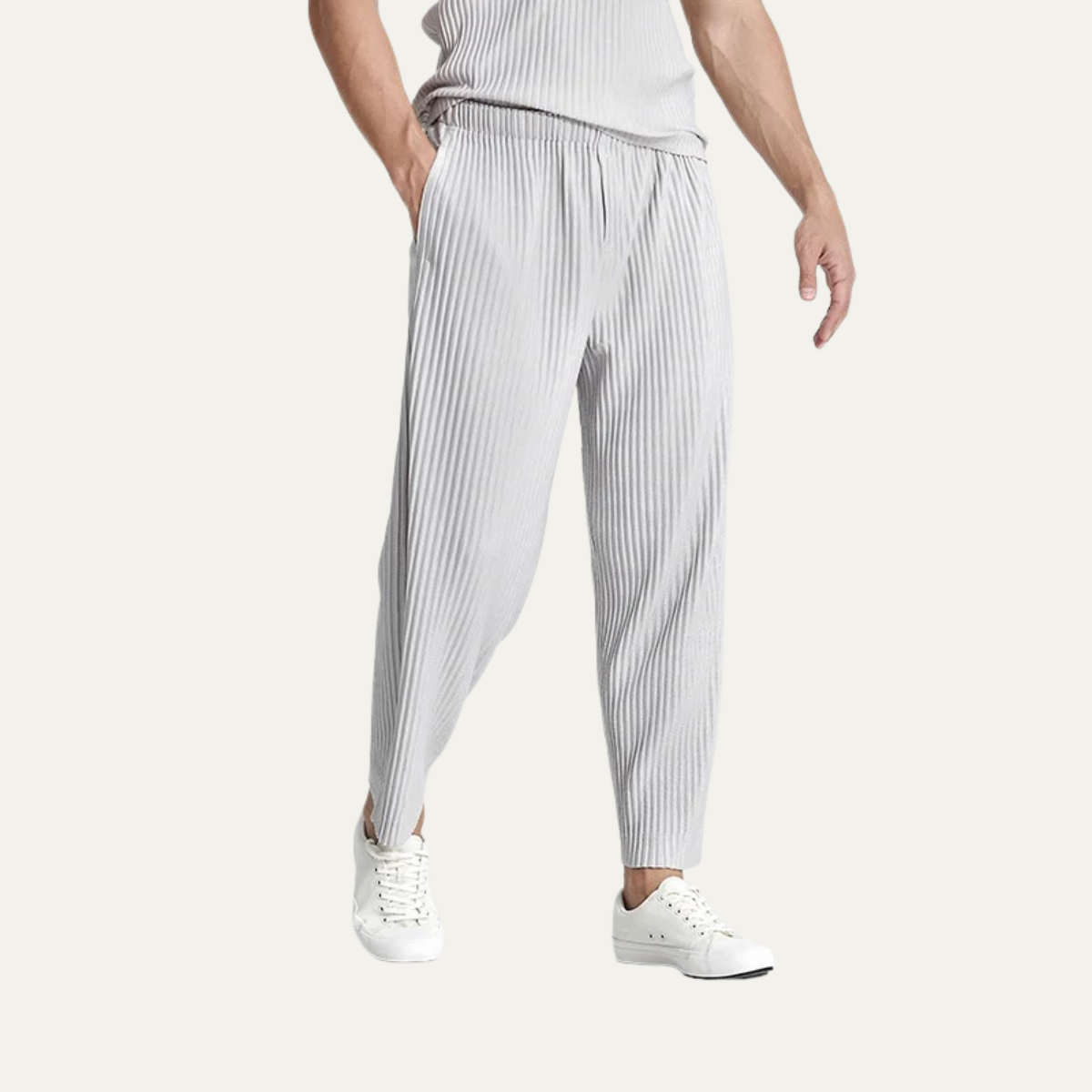 Blake | Men's Relaxed Pleated Pants Cream