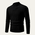 Dama Washington Jude men's mock neck cable knit sweater black - front view