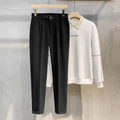 Dama Washington Beau men's smart casual tailored straight leg pants black - front view