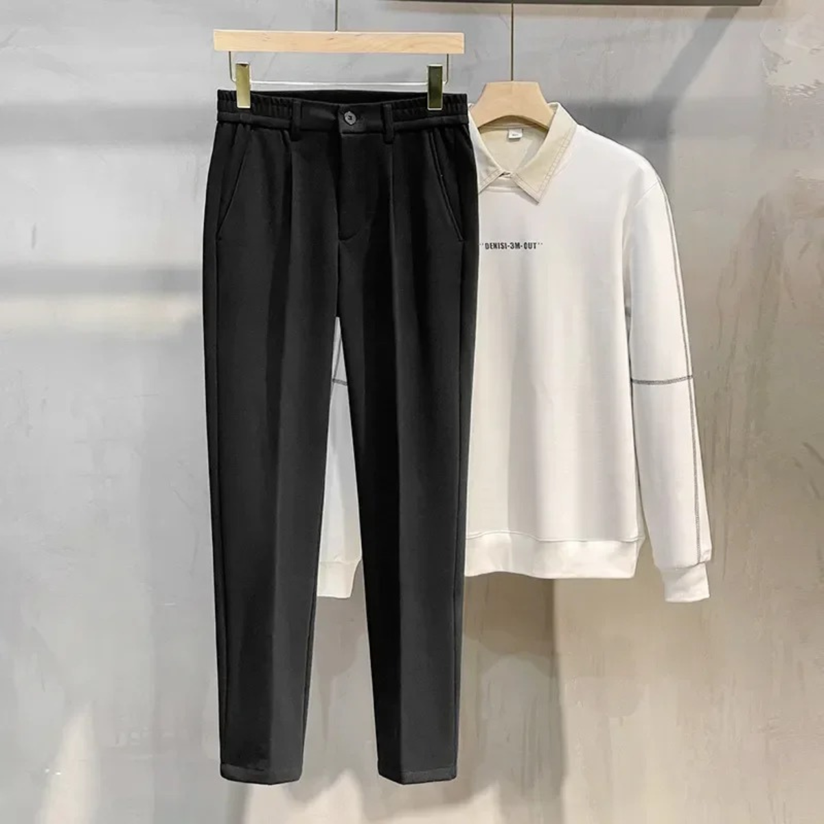 Beau | Men's Smart Casual Tailored Straight Leg Pants Black