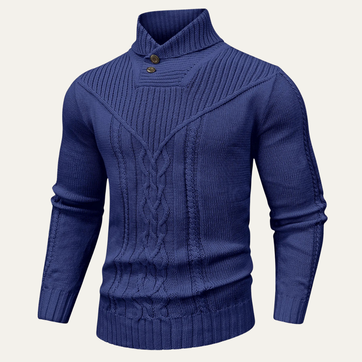 Soren | Men's Cable Knit Turtleneck Sweater Charcoal Button Neck