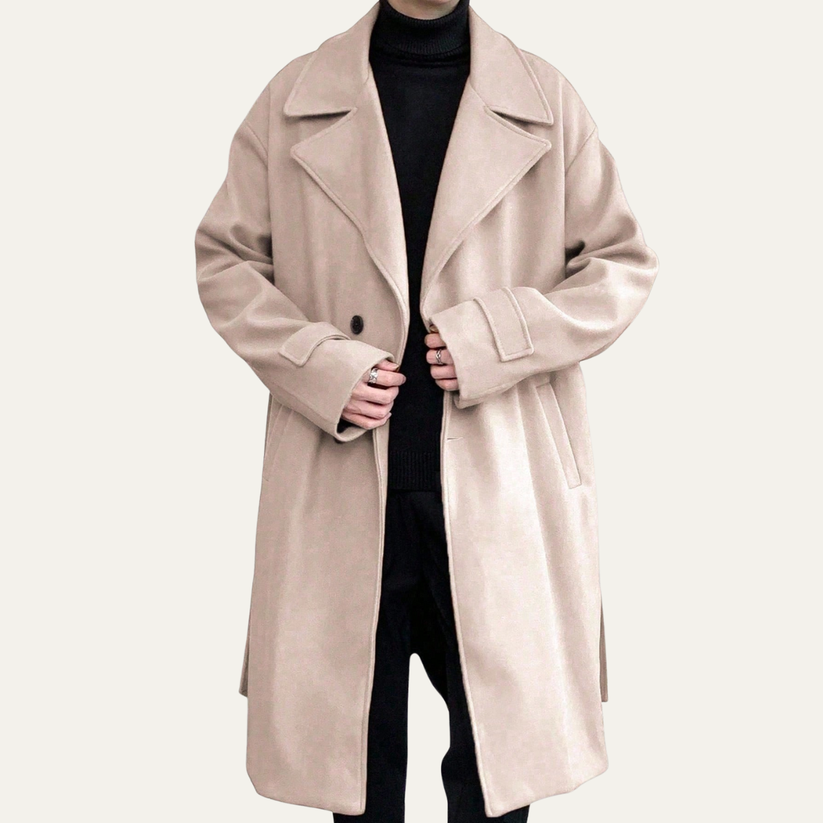 Nash | Men's Wool Overcoat Black Long