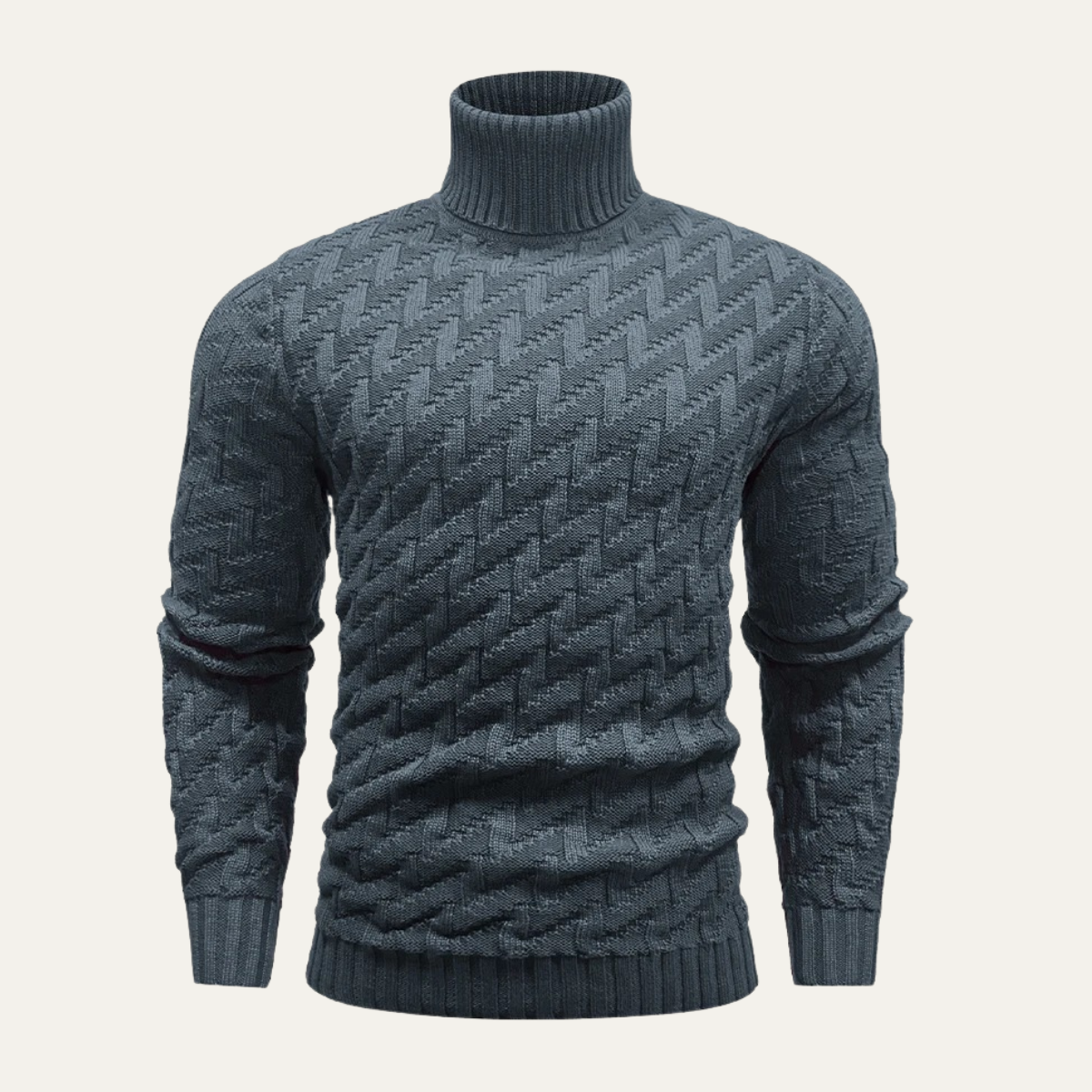 Wyatt | Men's Turtleneck Cable Knit Sweater Black