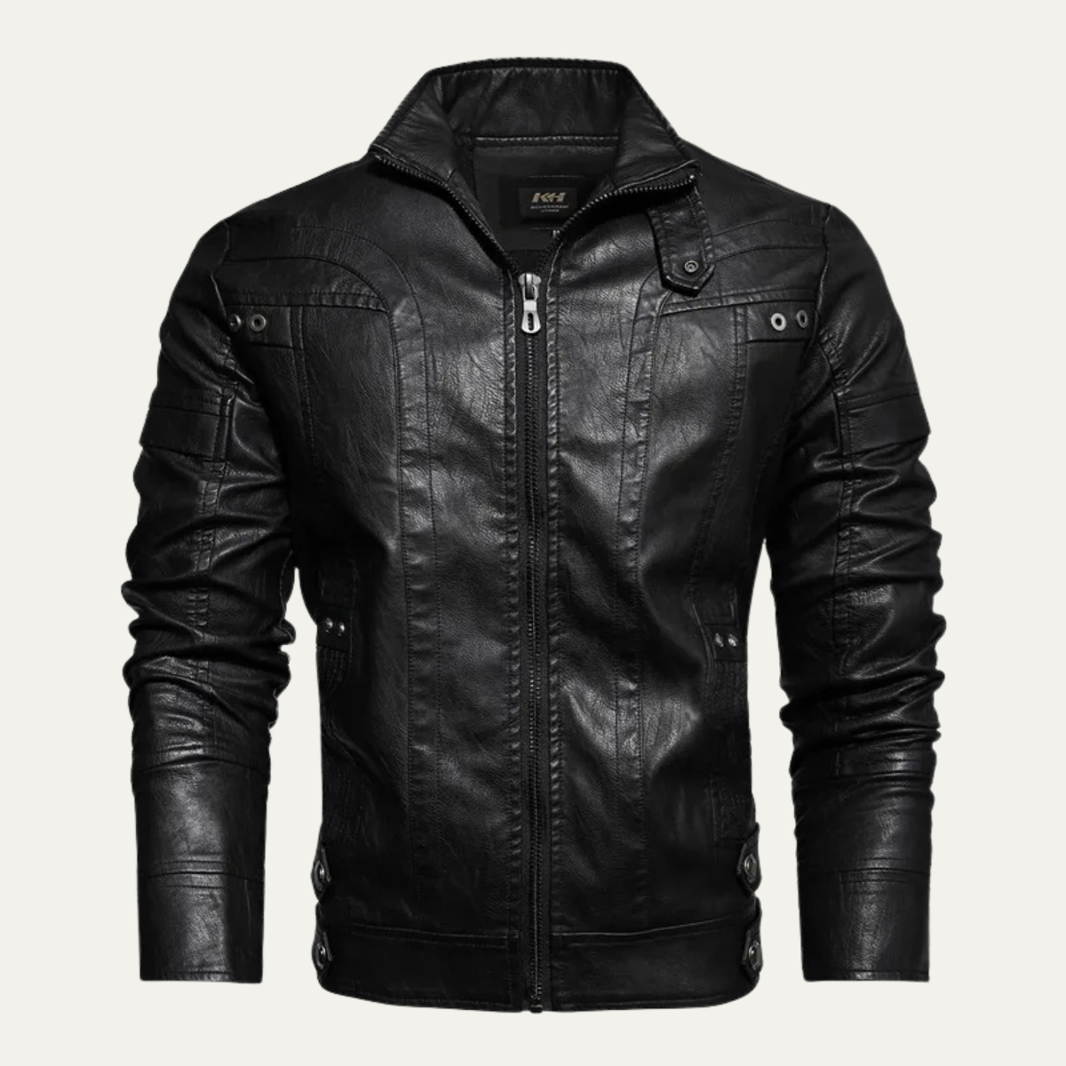 Rhys | Men's Faux Leather Jacket Brown Zip Up