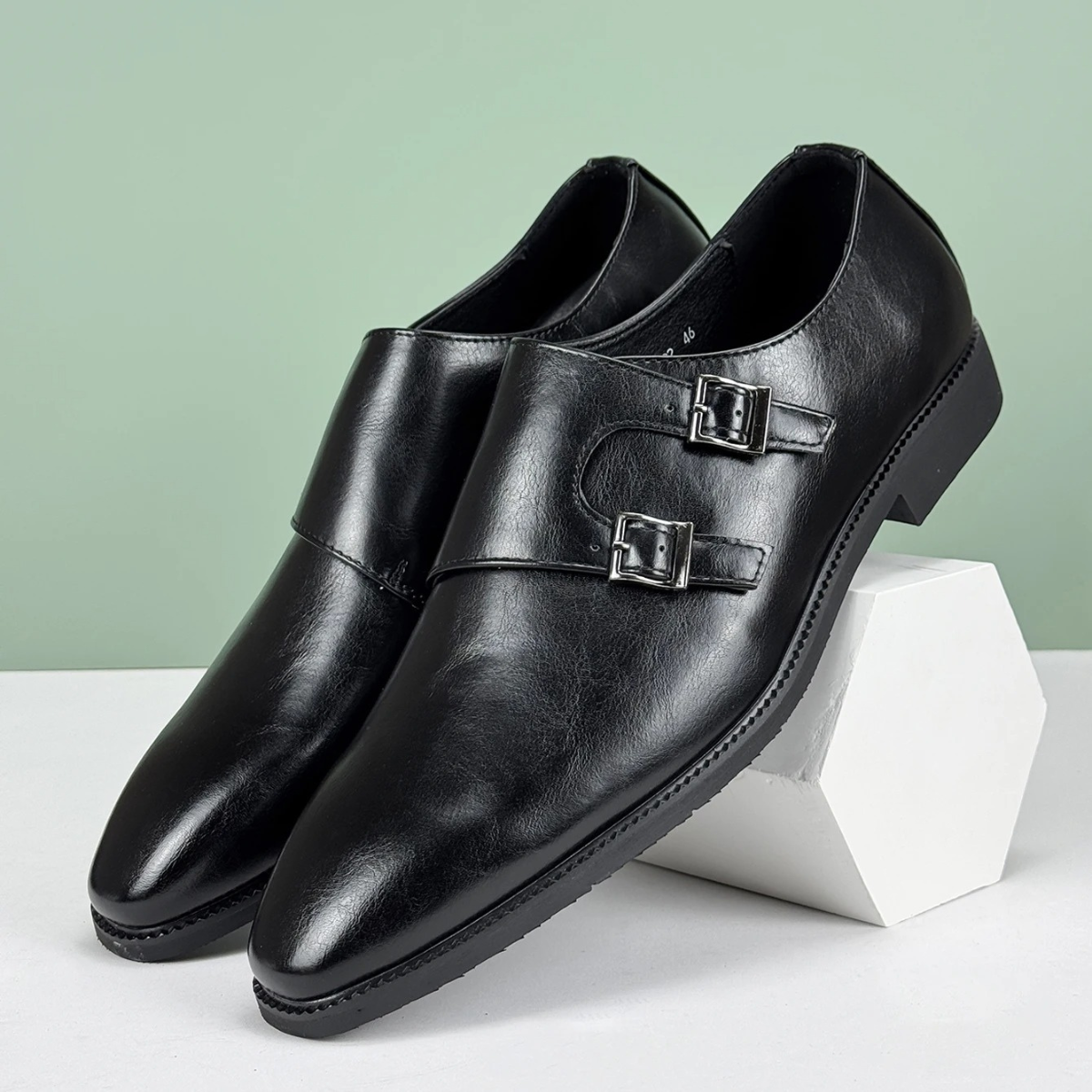 Axel | Men's Double Buckle Strap Dress Shoes Brown Leather