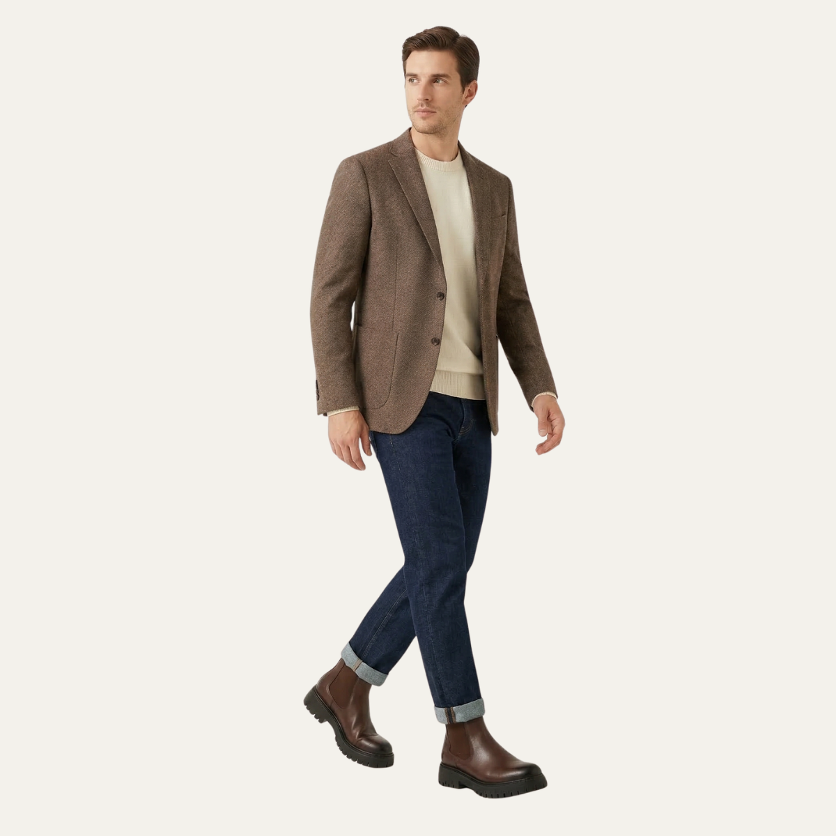 Blake | Men's Platform Leather Ankle Chelsea Boots Brown