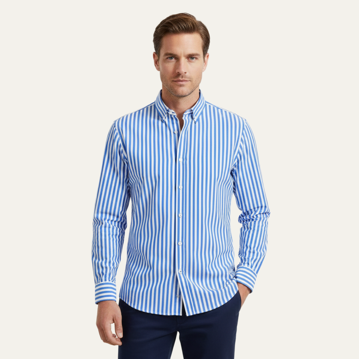 Blake | Men's Striped Button Up Shirt Blue White