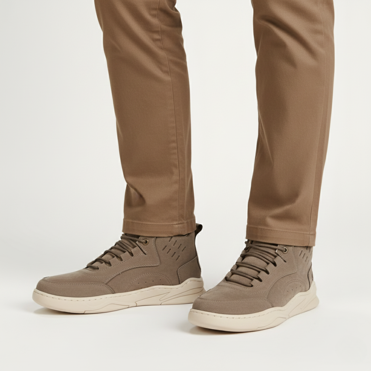 Axel | Men's Suede High Top Sneaker Beige Cream Sole
