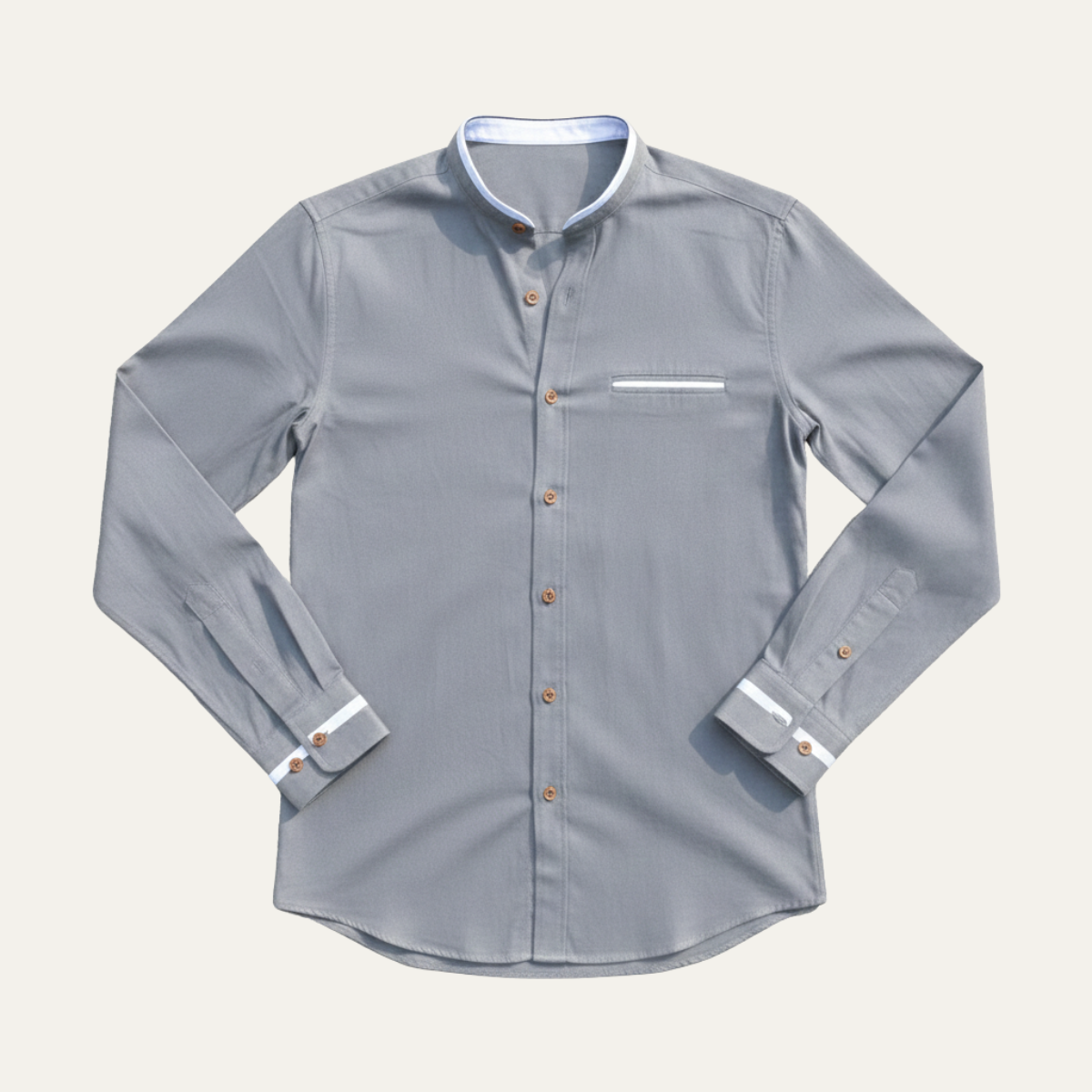 Tate | Men's Button Up Shirt Light Blue Mandarin Collar