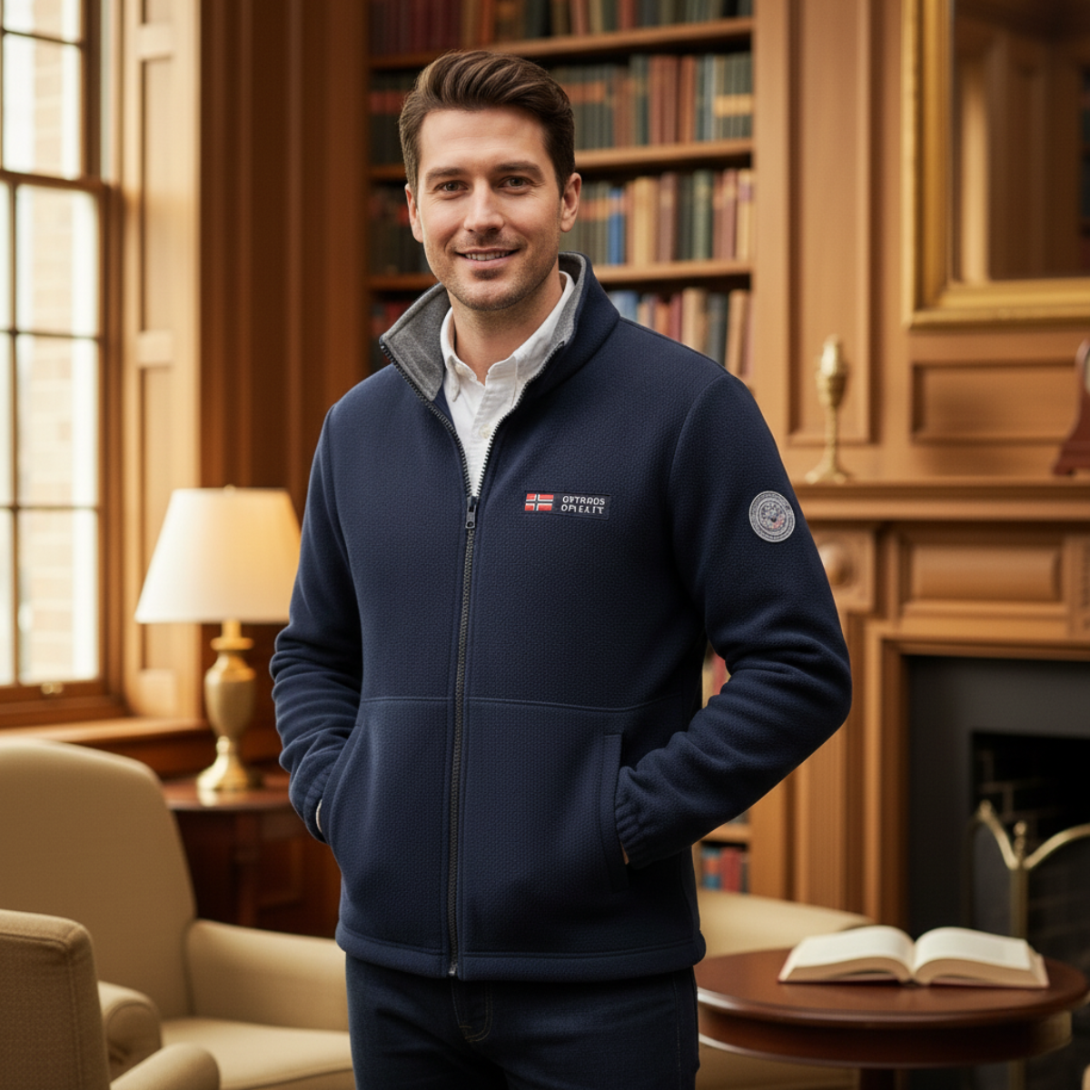 Axel | Men's Fleece Jacket Black Zip Up Lightweight