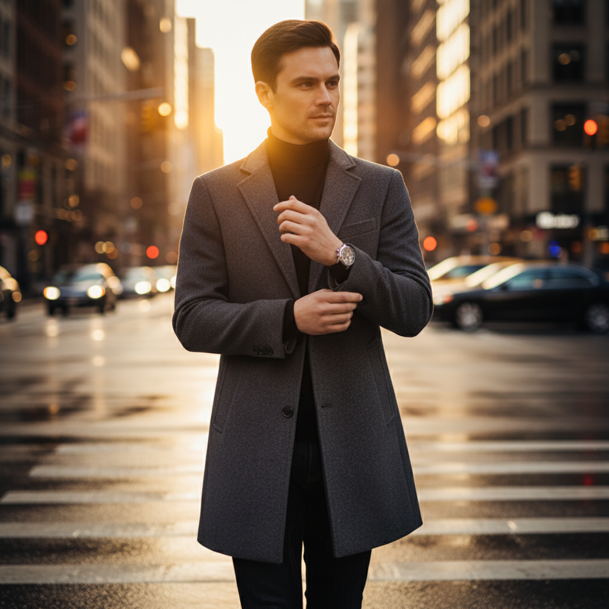 Voss | Men's Casual Wool Blazer Gray Long Tailored