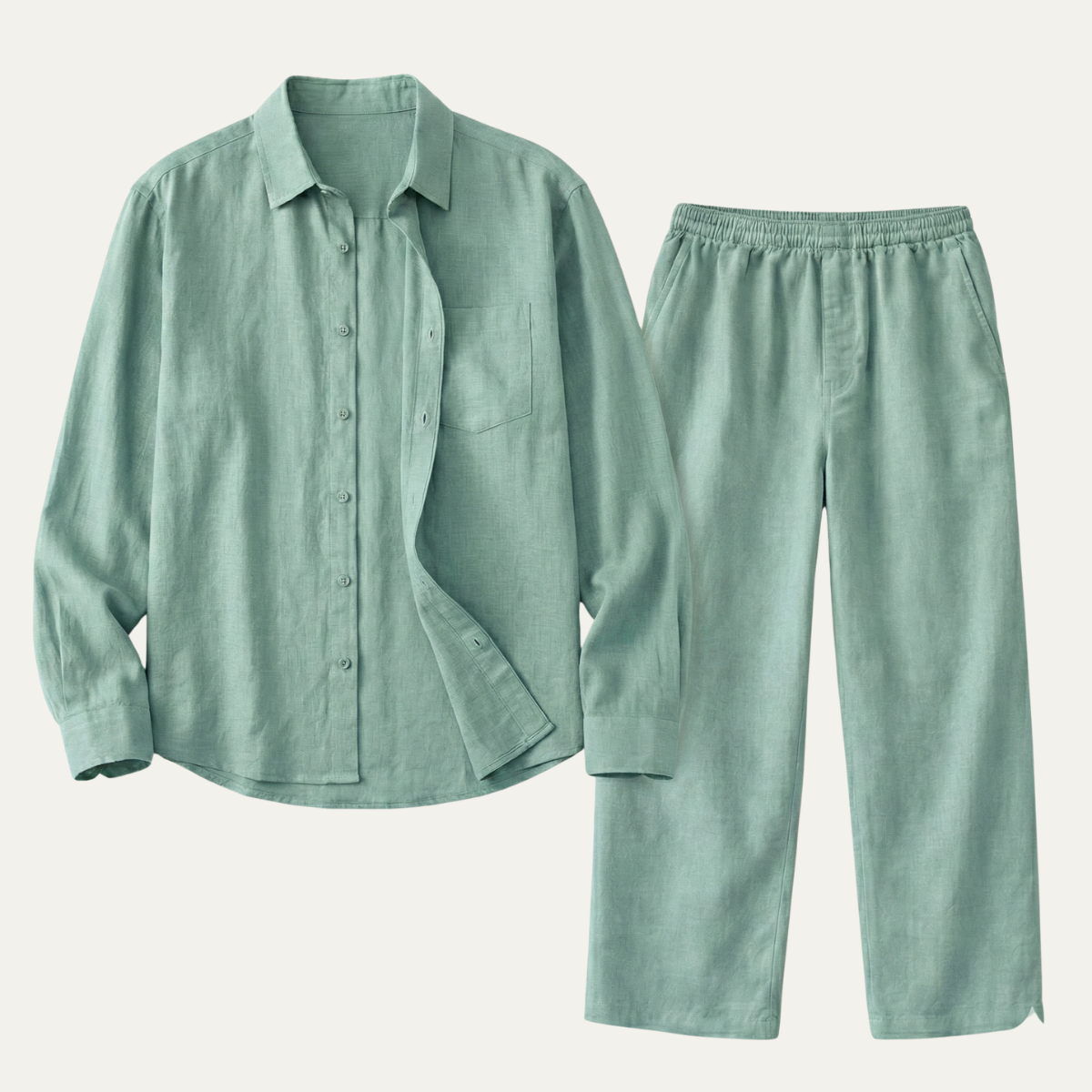 Rowan | Men's Linen Set Cream Oversized Shirt Pants