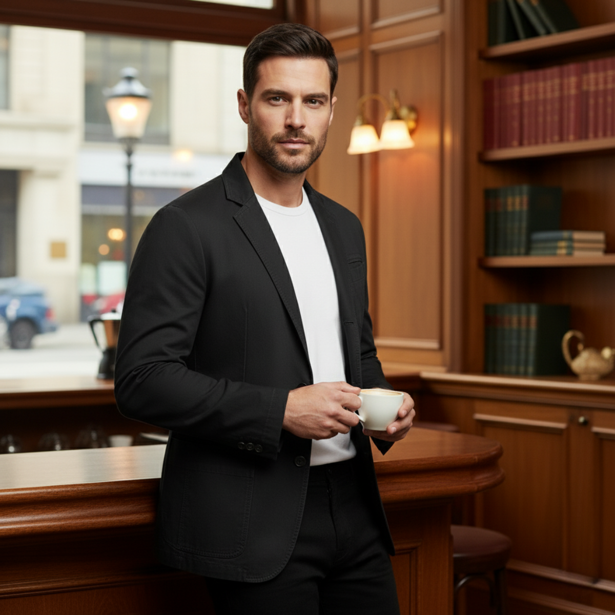 Sage | Men's Casual Cotton Blazer Olive Green Lined