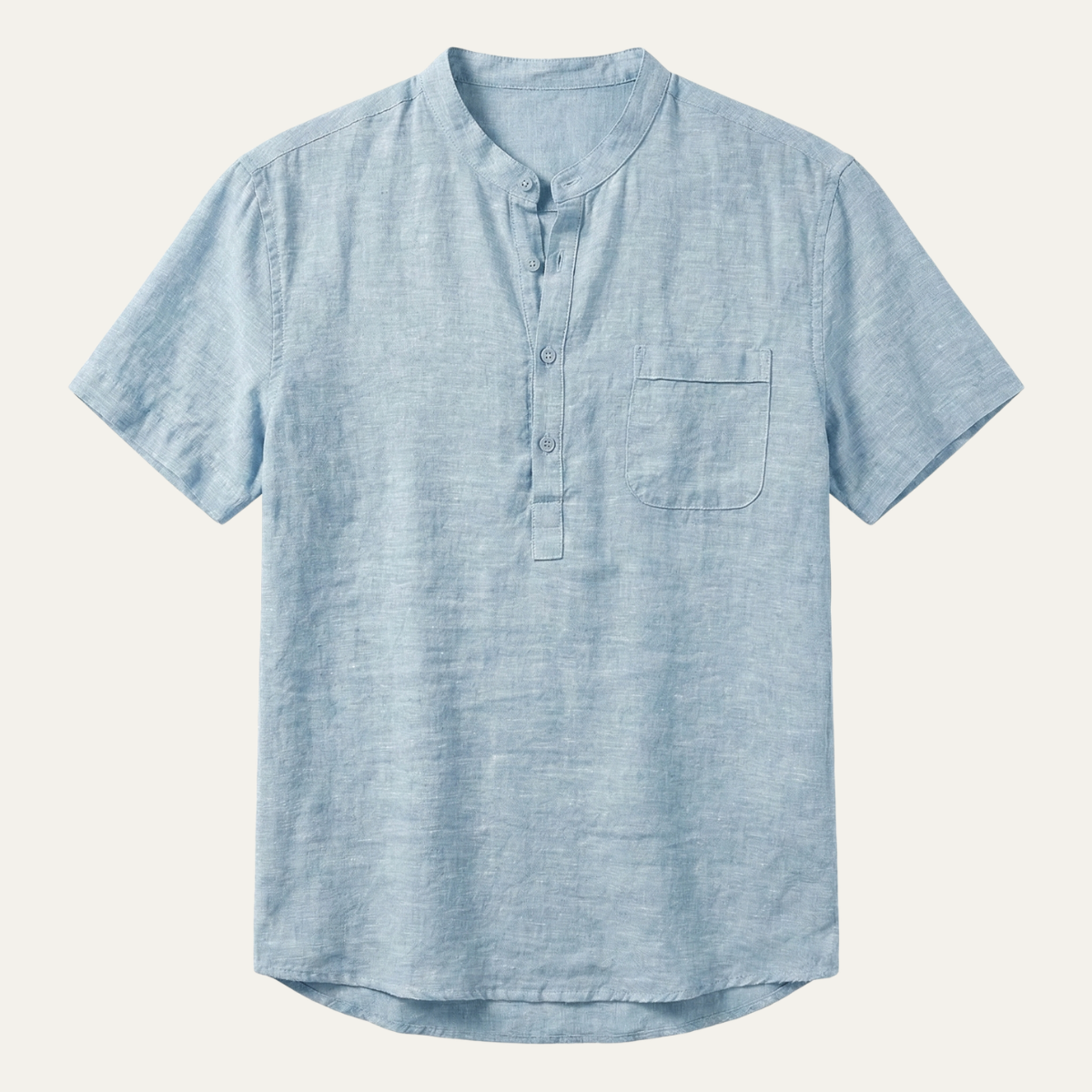 Axel | Men's Lightweight Linen Henley Shirt Navy Short Sleeve