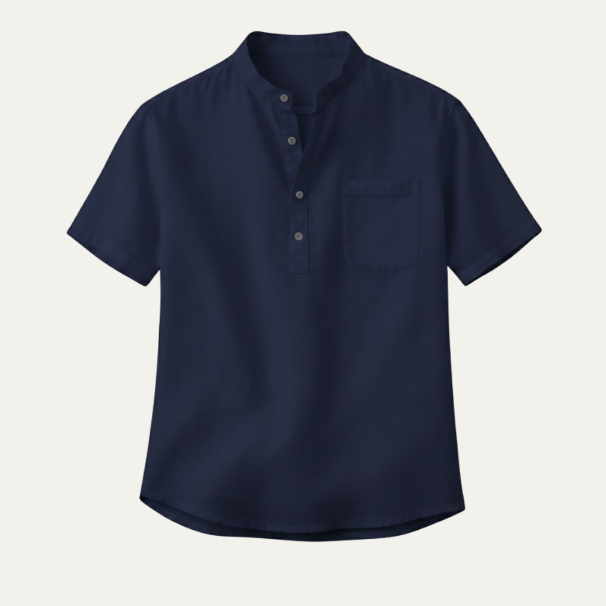 Beau | Men's Linen Henley Shirt White Short Sleeve