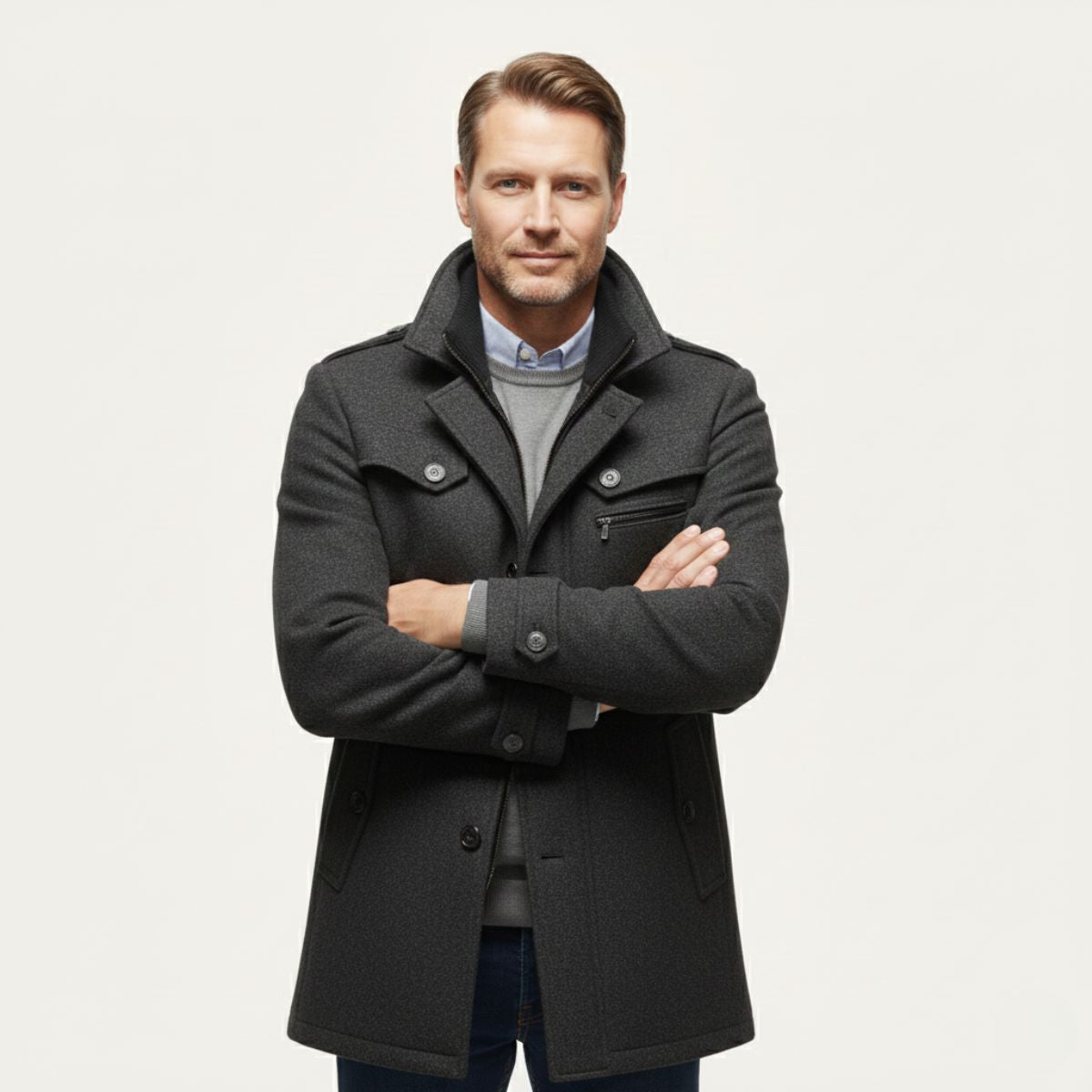 Callum | Men's Smart Casual Wool Blend Camel Coat With Quilted Liner