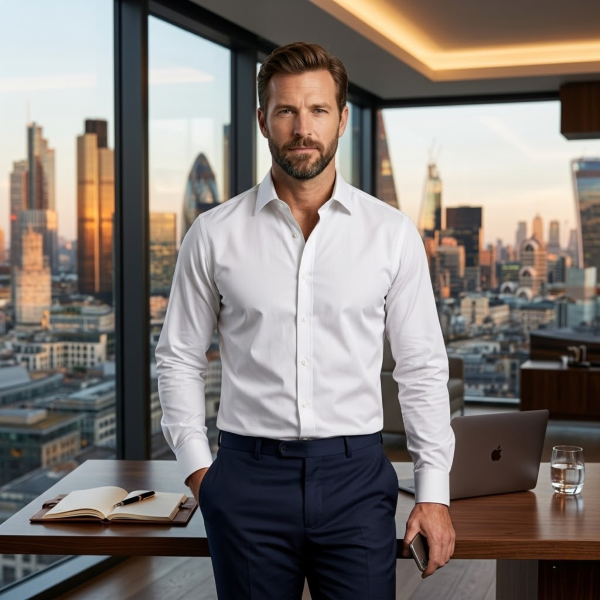 Kai | Men's Blue Button Down Shirt Long Sleeve Fitted