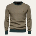 Dama Washington Voss men's crew neck sweater beige knit textured - front view