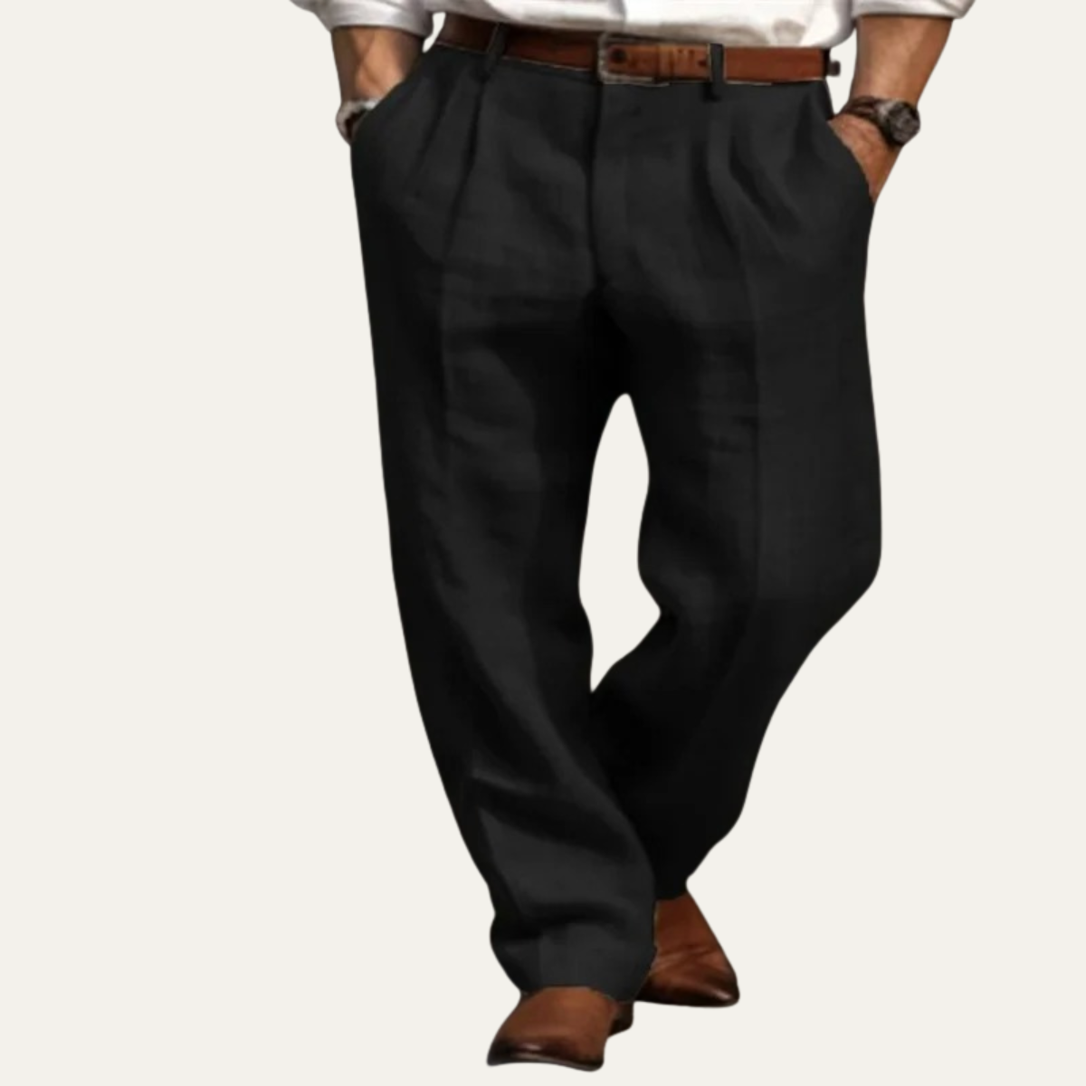 Axel | Men's Pleated Straight Leg Dress Pants Black