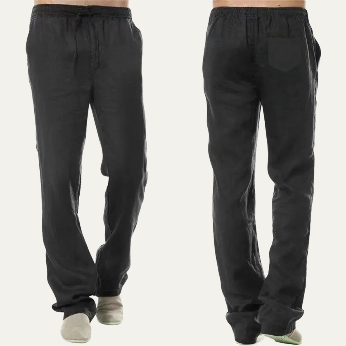 Callum | Men's Relaxed Linen Pants Black Drawstring