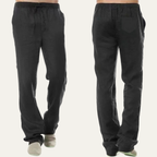 Dama Washington Callum men's relaxed linen pants black drawstring - front view
