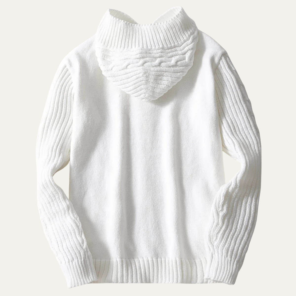 Axel | Men's Cable Knit Zip Up Hoodie Cream
