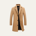 Dama Washington Ash men's wool coat camel single breasted long - front view
