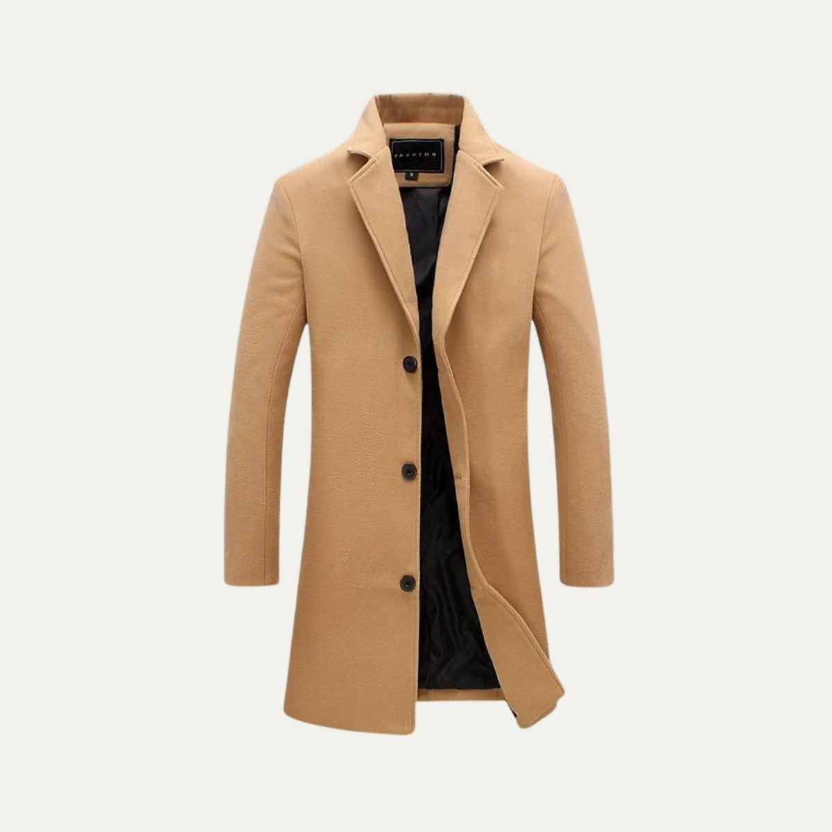 Ash | Men's Wool Coat Camel Single Breasted Long