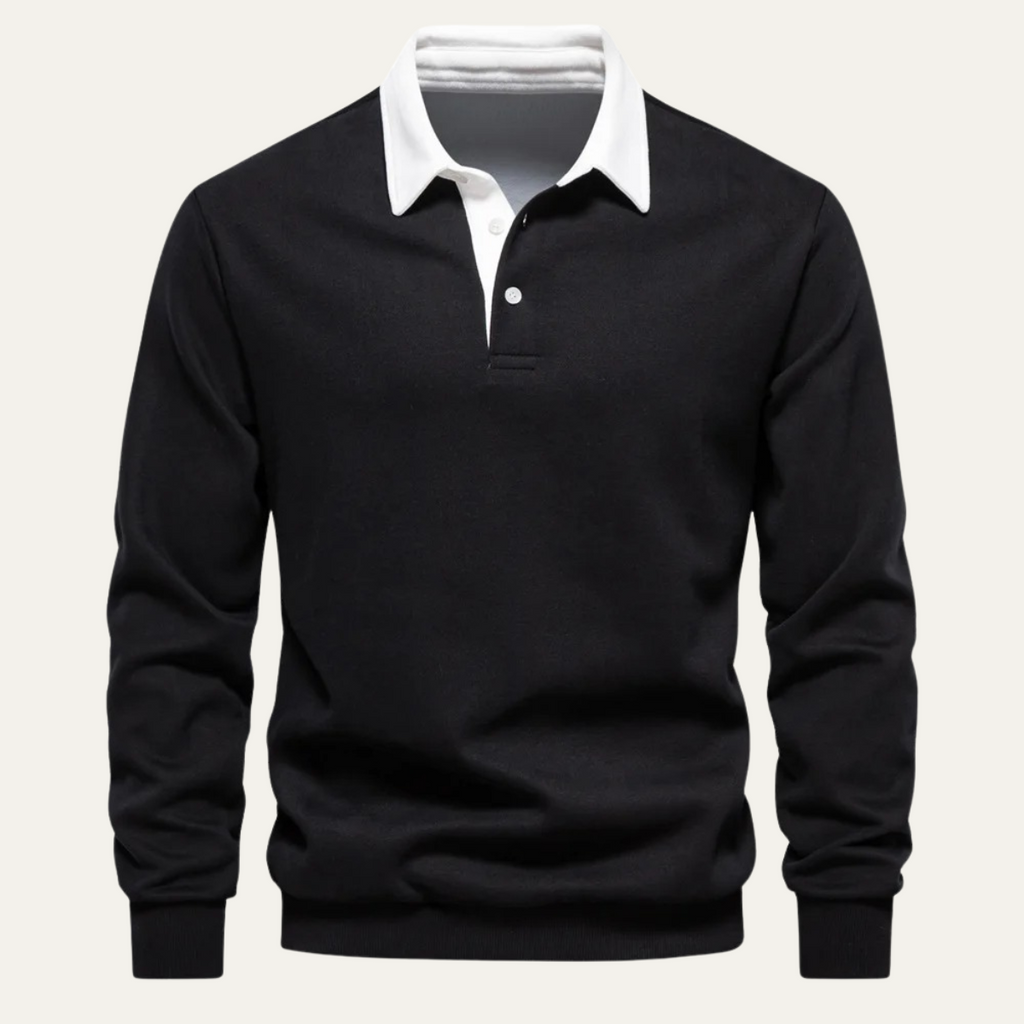 Dama Washington Ash men's smart casual polo collar sweater navy white - view 2