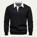 Dama Washington Ash men's smart casual polo collar sweater navy white - view 2