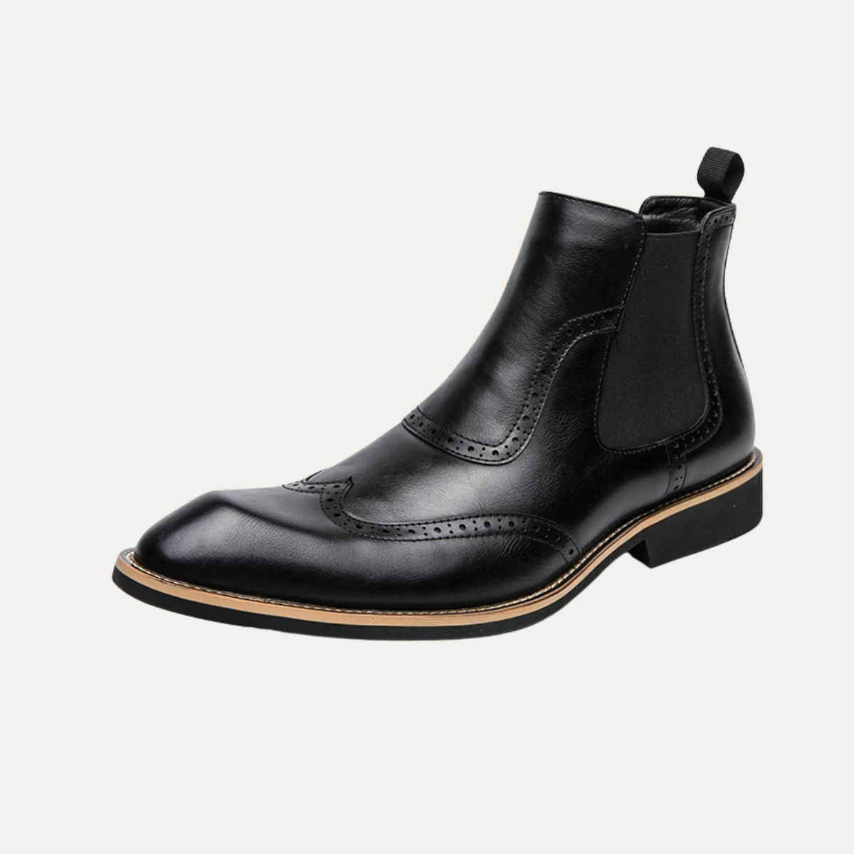 Axel | Men's Brogue Chelsea Dress Boots Brown Leather