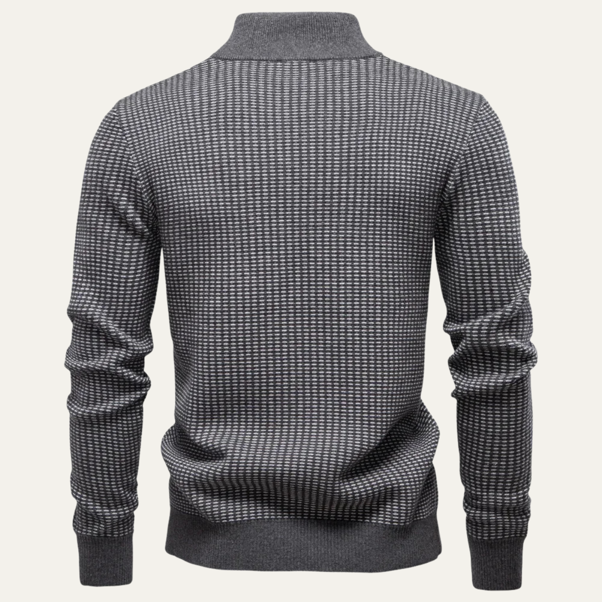 Bram | Men's Quarter Zip Sweater Charcoal Gray Knit
