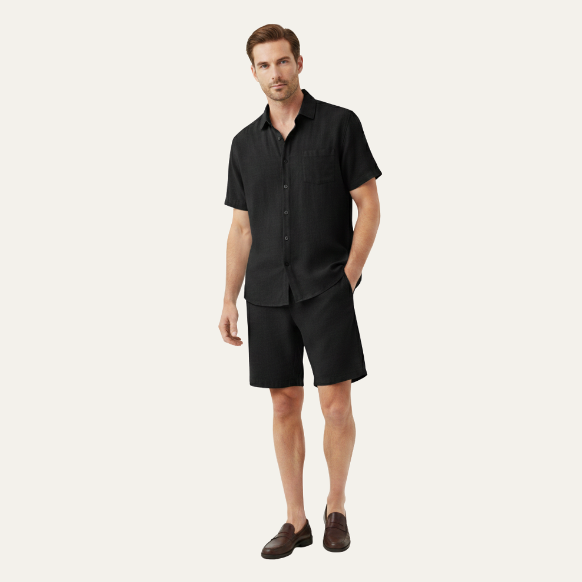 Sage | Men's Casual Linen Shorts Set Gray