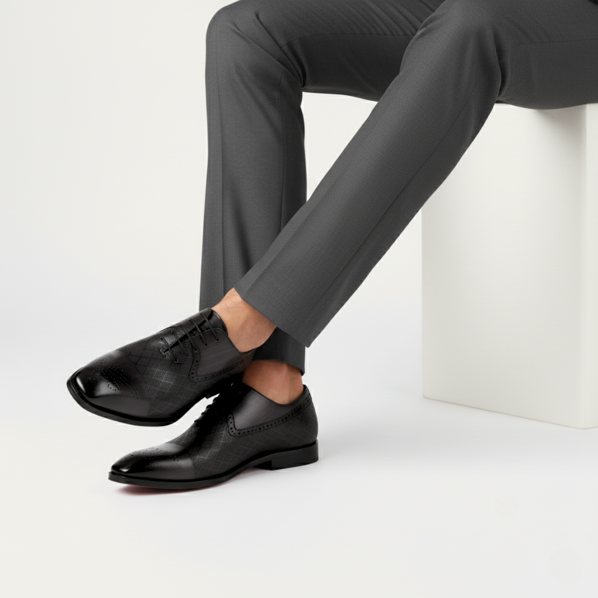 Rowan | Men's Black Leather Oxford Dress Shoe Lace Up
