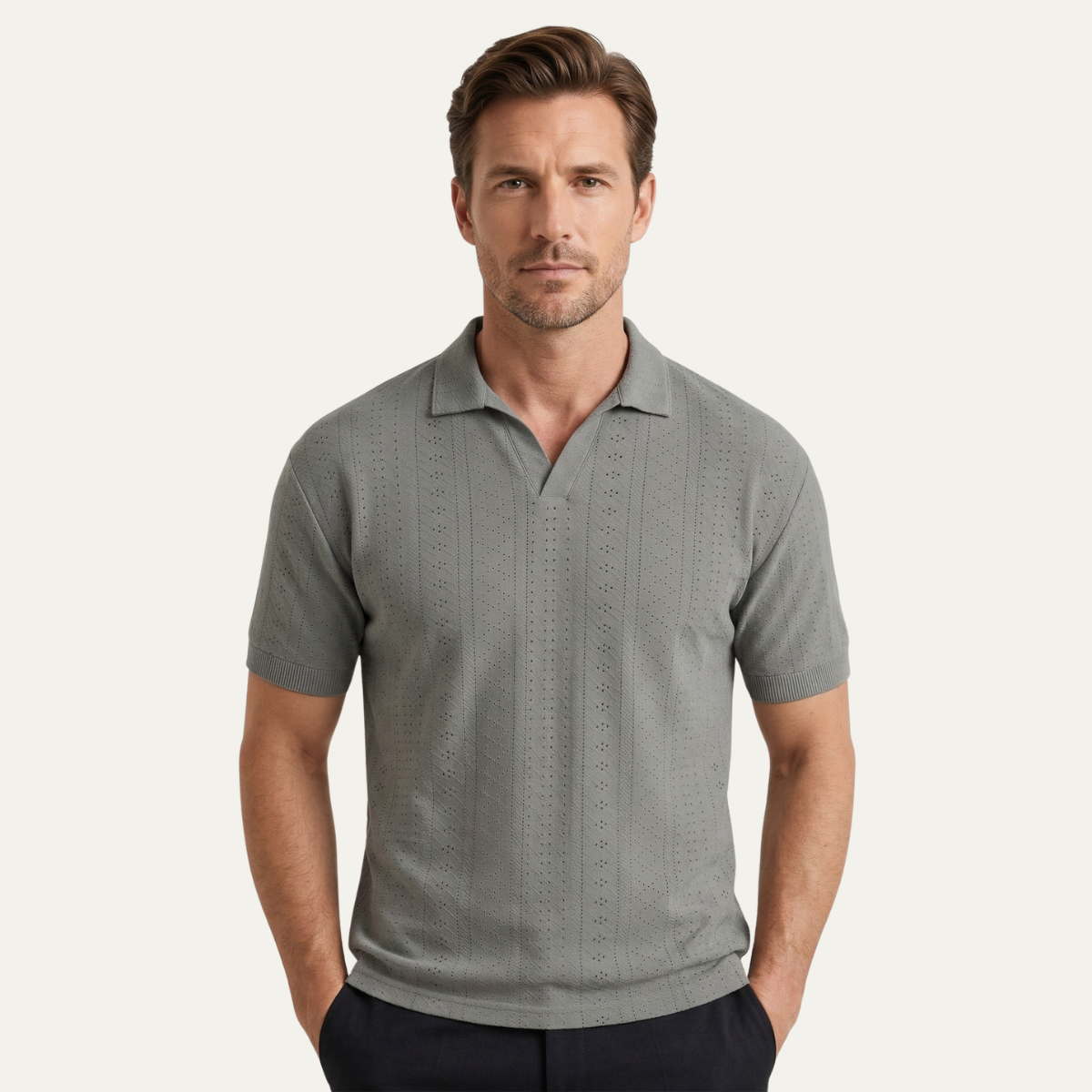 Blake | Men's Polo Shirt Camel Textured Knit