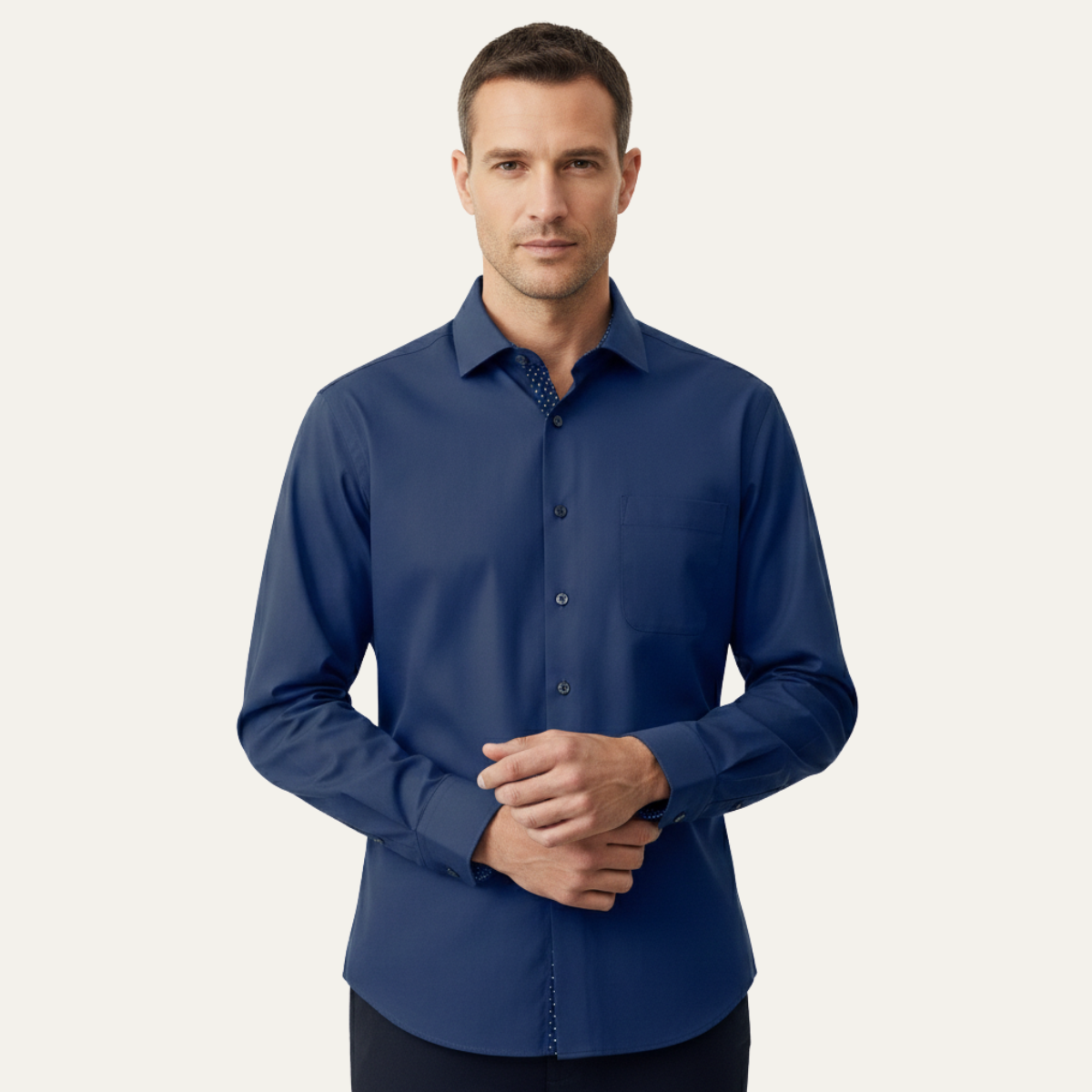 Beau | Men's Dress Shirt Red Long Sleeve Button Up