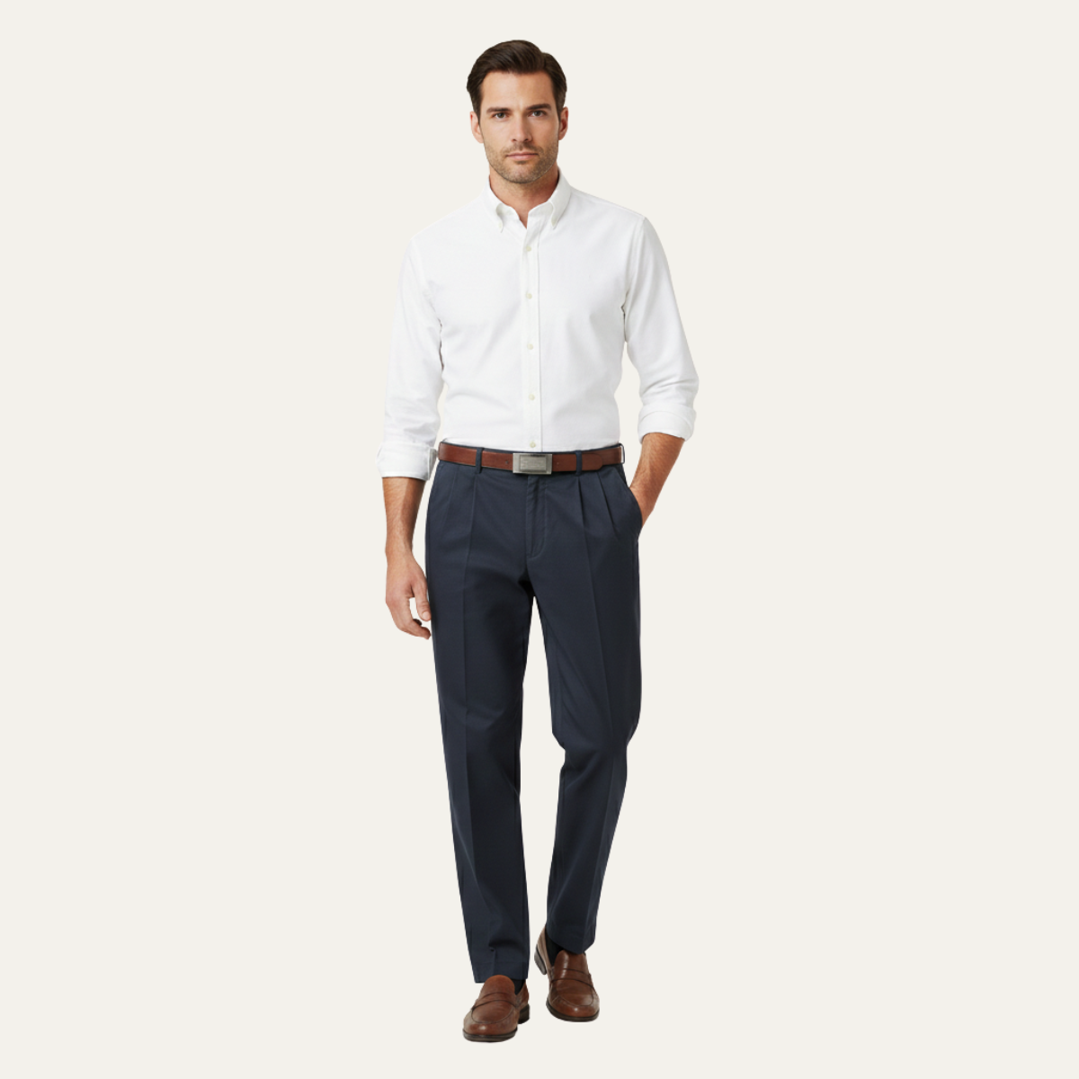 Orrin | Men's Straight Leg Dress Pants Gray Pleated