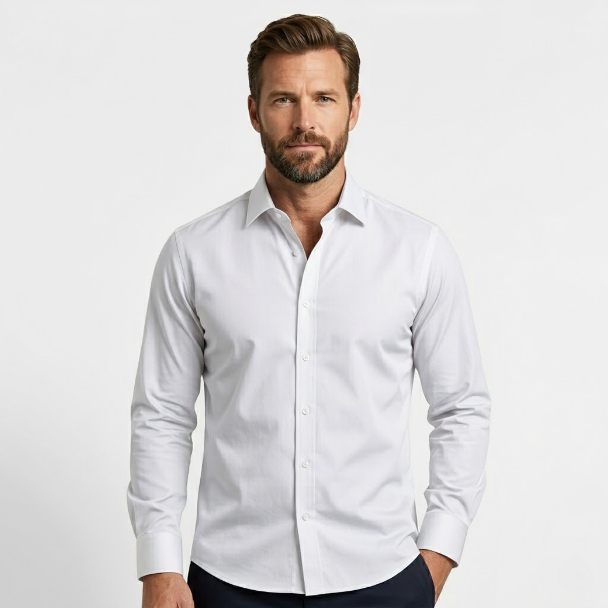 Kai | Men's Blue Button Down Shirt Long Sleeve Fitted