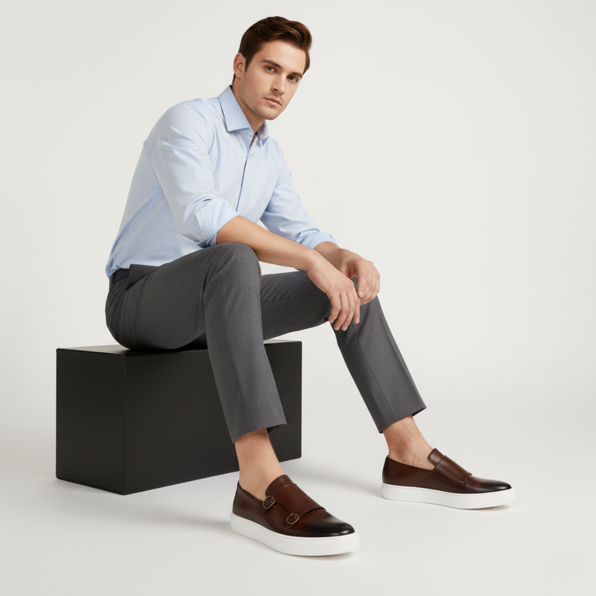 Ash | Men's Double Buckle Loafer Brown Leather White Sole